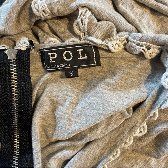 POL grey jersey Dress with white decorative trim and zip back size Small - Picture 8 of 11